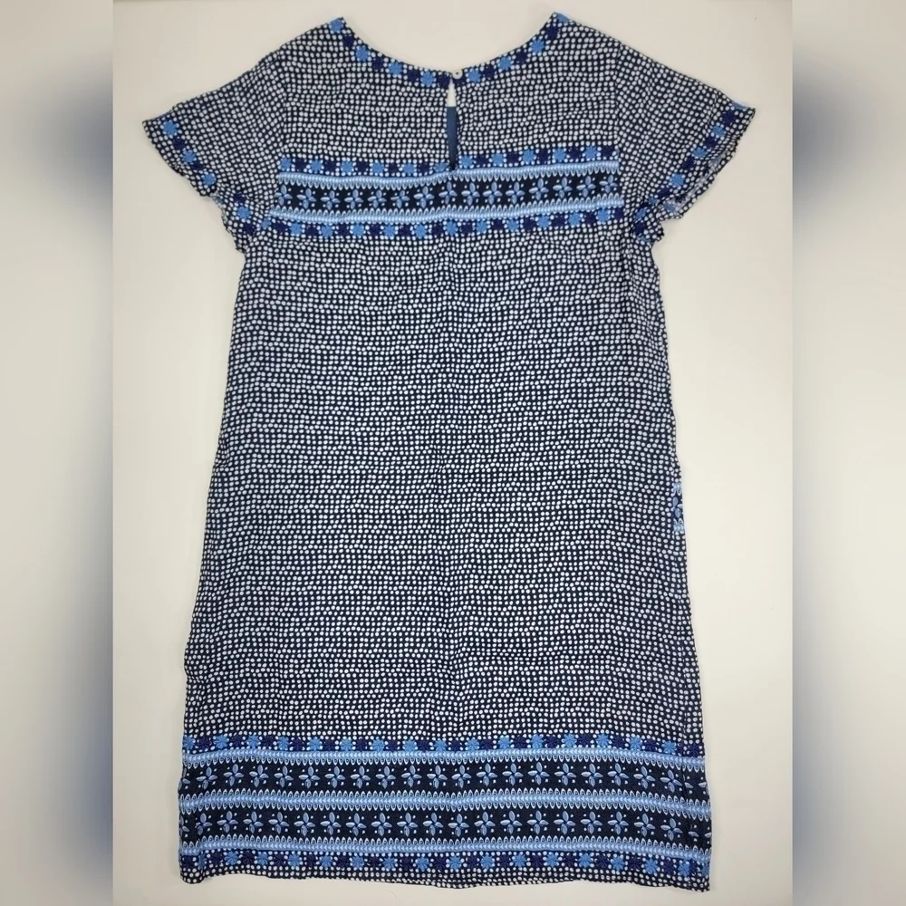 NEW Vineyard Vines Dot Border Print Shift Dress Linen Blend Blue Women's 4 NWT - Picture 8 of 13